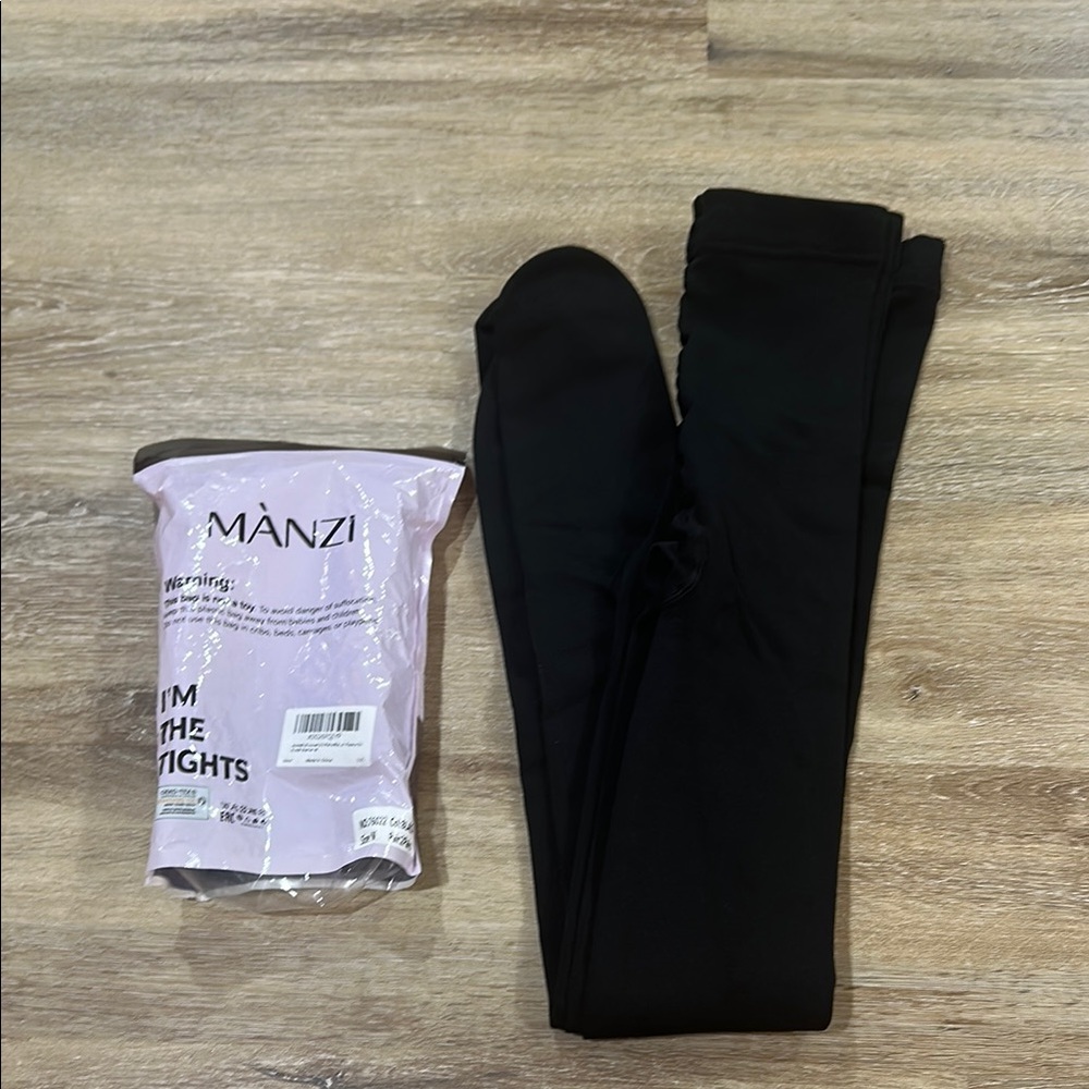 Manzi Black Tights - 2 pairs fleece soft medium